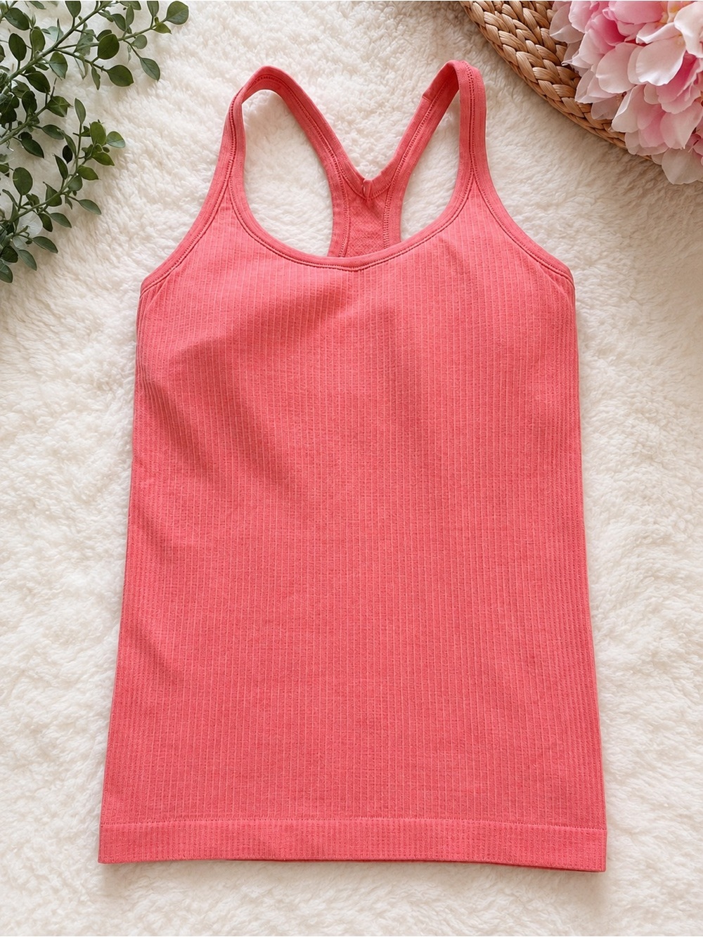 Lululemon Ribbed Coral Racerback Tank Top size 6
